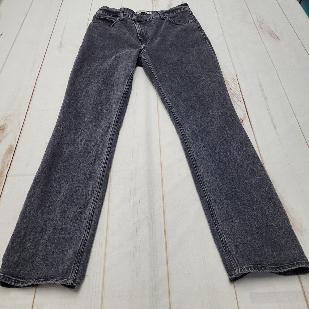 Abercrombie & Fitch the 90s slim straight jeans ultra high rise cross button